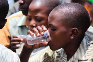 Boy drinking clean water